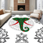 Green Red Spot Elephant Mandala Rug