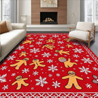 Christmas Gingerbread Snowflakes Red Rug