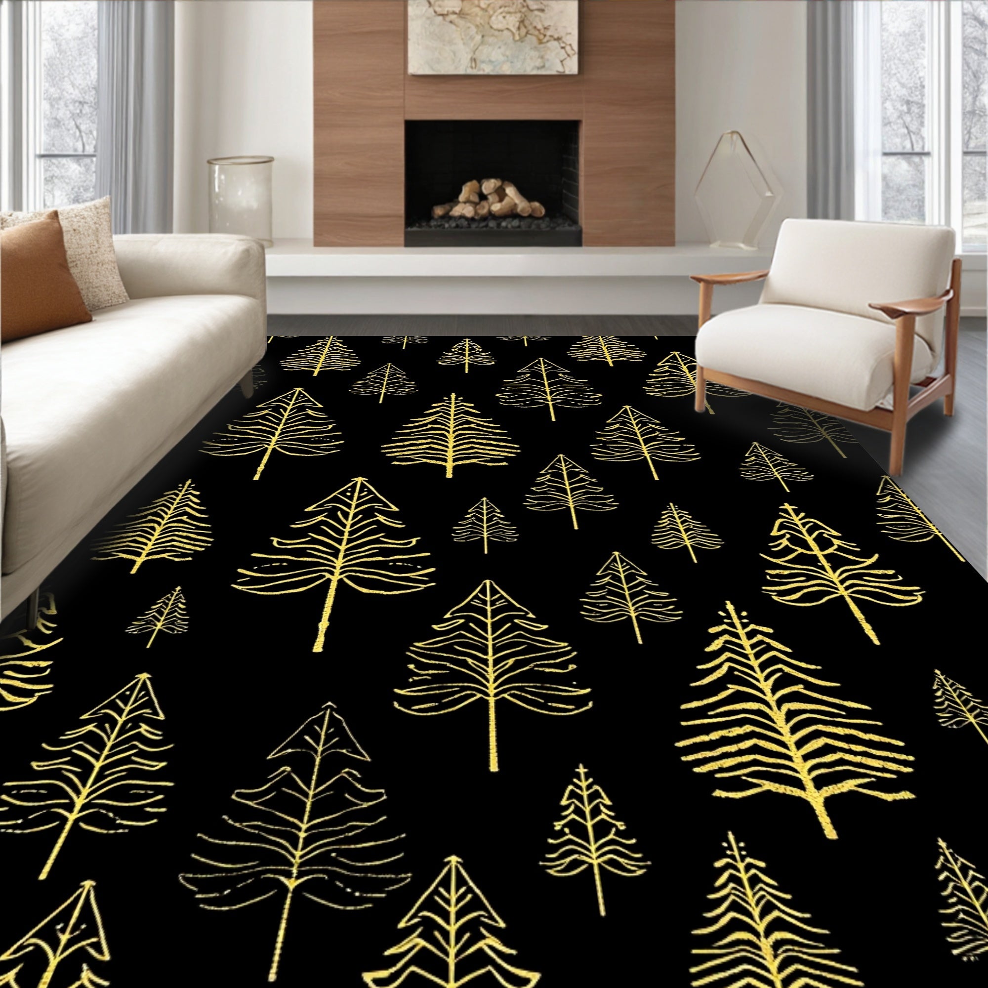 Golden Spruce Forest Garland Rug