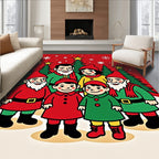 Festive Gnomes With Christmas Trees Rug