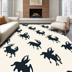 Dark Indigo Prancing Stag Silhouette Rug