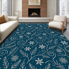 Winter Snowflake Botanical Swirl Rug