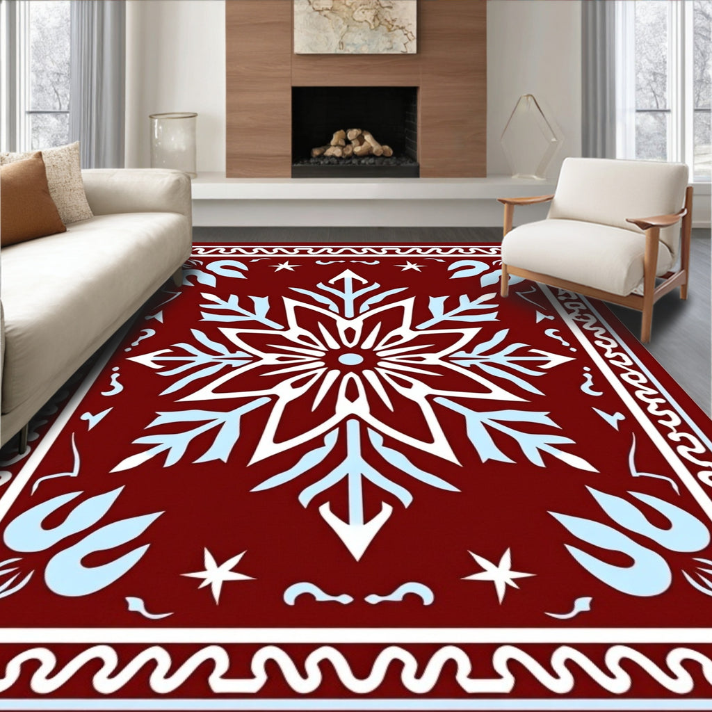 White Crimson Ice Petal Garland Rug