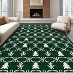 Forest Green White Tree Ensemble Rug