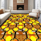Golden Yellow Honeycomb Bee Swarm Rug