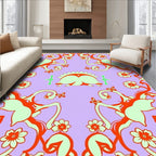 Swirling Floral Butterfly Lavender Rug