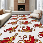 Vintage Red Gold Sleigh Holiday Repeat Rug