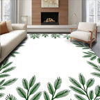 Dark Green Pine Branch Border Rug