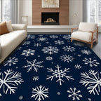 Midnight Blue White Snowflake Scatter Rug