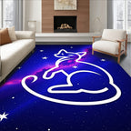 Cosmic Cat Silhouette Starry Night Rug