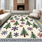 Winter Forest Snowflake Tree Arrangement Rug