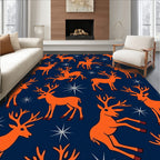Orange Deer Winter Night Sky Rug