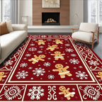 Festive Gingerbread Snowflake Medallion Rug
