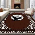 Dark Brown Black Bird Circular Frame Rug
