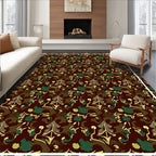 Dark Red Forest Woodland Motifs Rug