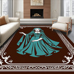 Teal Hooded Sorceress Tribal Frame Rug