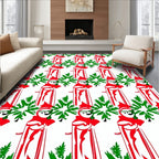 Red White Green Festive Figures Rug