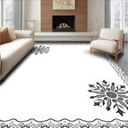 Ornate Gray Starburst Border Rug