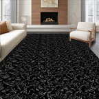 Dark Abstract Sketchy Botanical Vine Rug