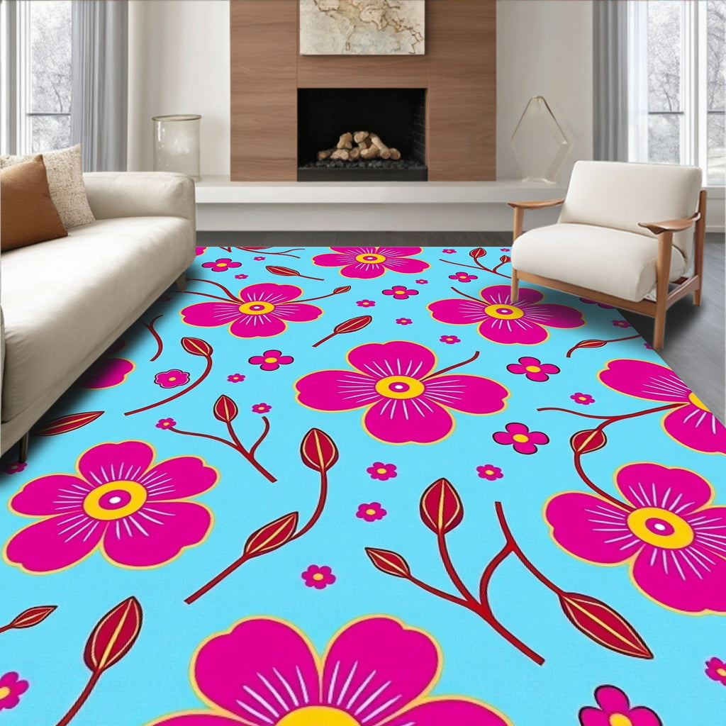 Bright Fuchsia Meadow Floral Rug