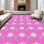 Pink White Snowflake Scatter Print Rug