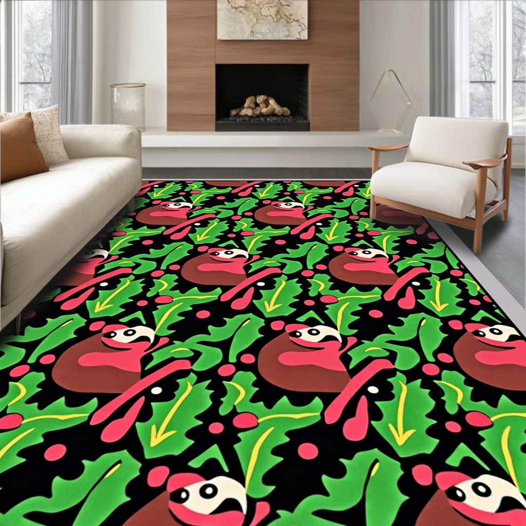 Whimsical Red Panda Forest Scene Rug