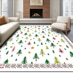 Festive Red Green Fir Stars Border Rug