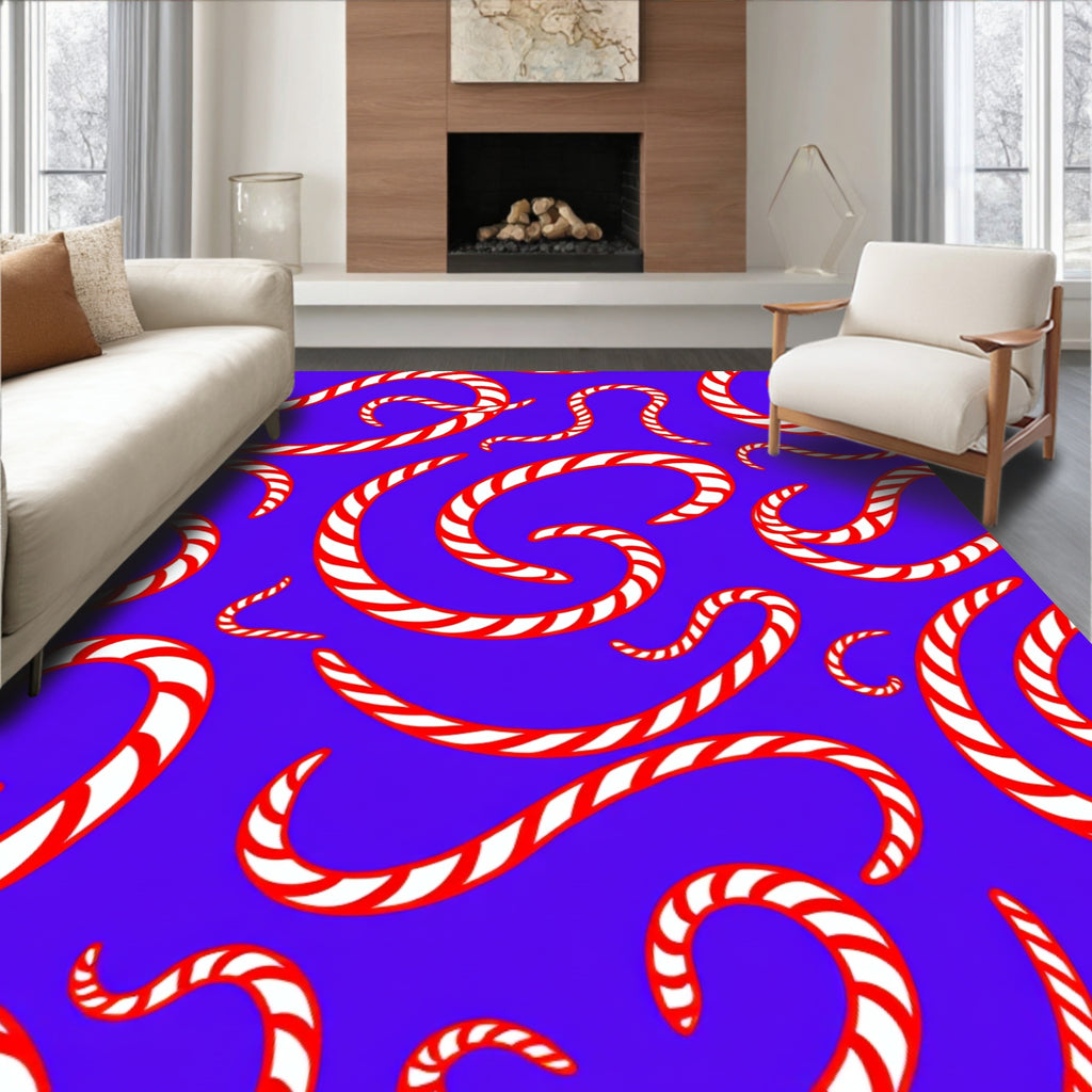 Whimsical Red White Swirls Rug