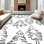 Whimsical Red Heart Topiary Trees Rug