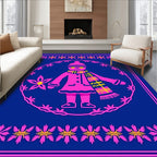 Pink Winter Folk Art Figure Rug