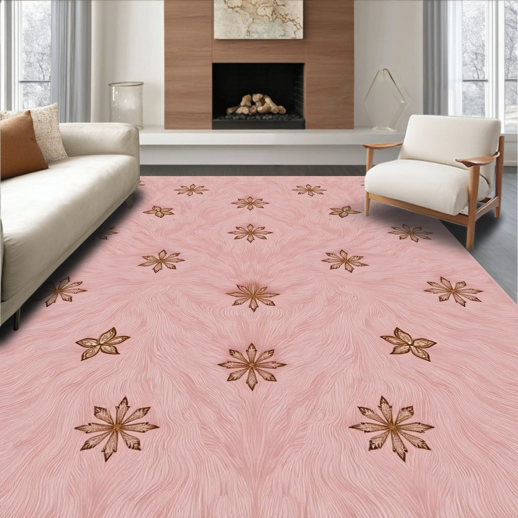 Blush Pink Floral Starburst Background Rug