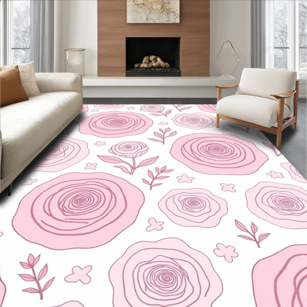 Soft Pink Rose Garden Repeat Rug