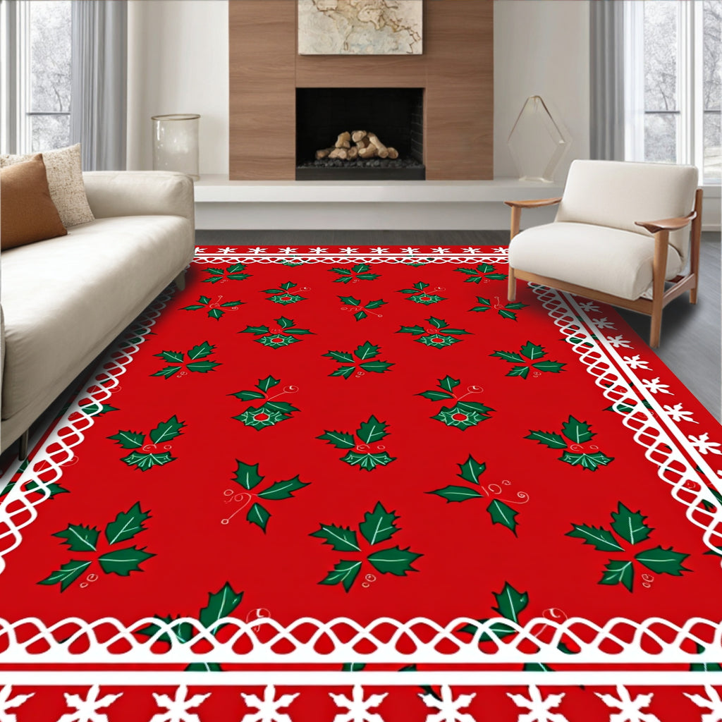 Festive Red Holly Berry Cluster Rug