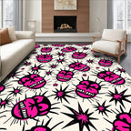 Hot Pink Skull Spiky Starburst Rug