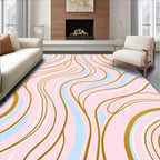 Pink Blue Gold Swirl Vein Rug