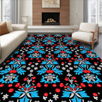 Crimson Cherry Blue Foliage Medallion Rug