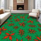 Vibrant Red Leafy Branches Rug