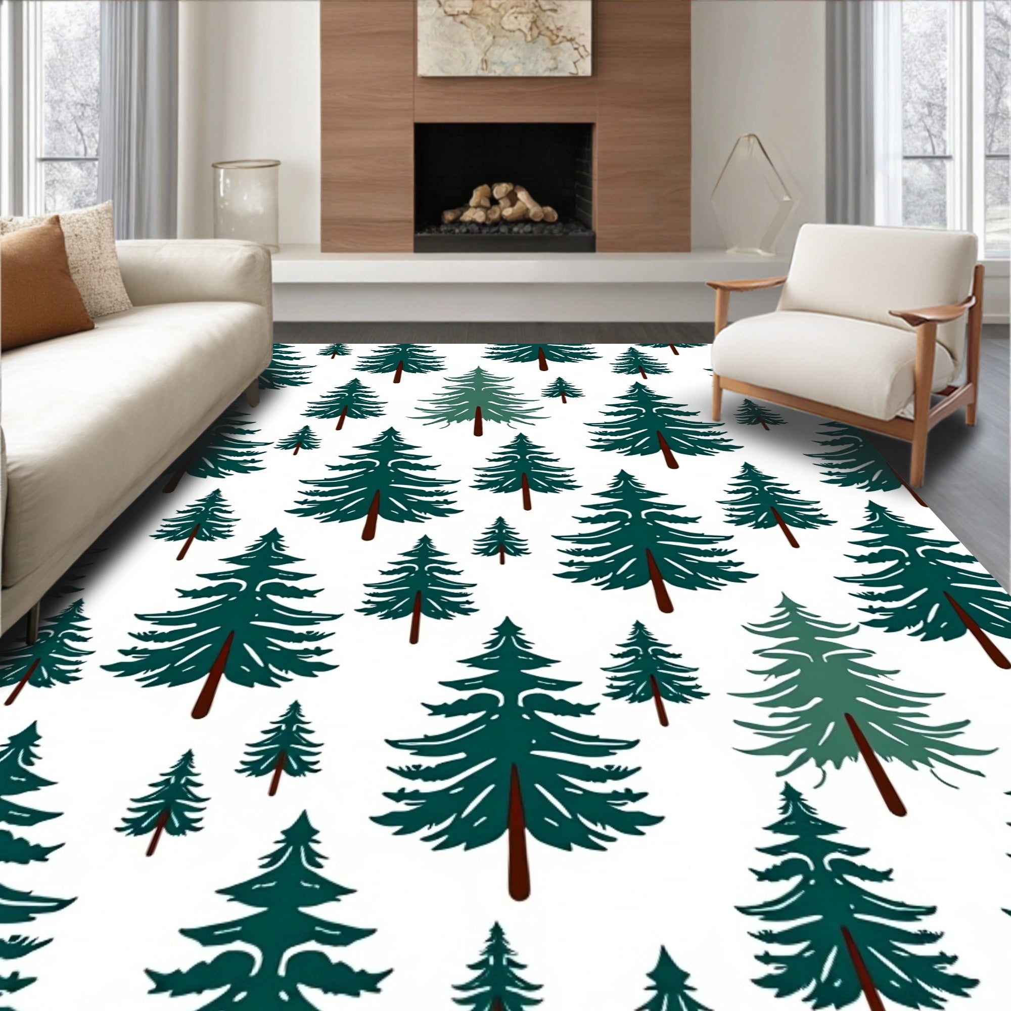 Deep Green Pine Forest Repeat Rug