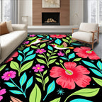 Exotic Pink Hibiscus Hummingbird Garden Rug