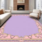 Ornate Lavender Pink Floral Scroll Rug
