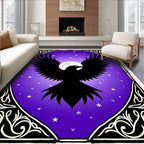 Mystic Black Raven Moonlit Sky Rug
