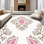 Delicate Pink Diamond Floral Outline Rug
