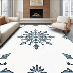 Winter Blue Snowflake Corner Art Rug