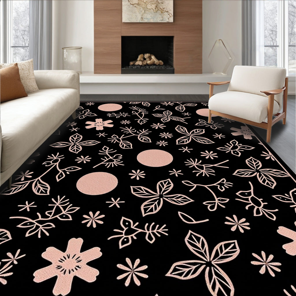 Rose Gold Botanical Scattered Dots Rug