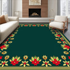 Crimson and Gold Floral Border Rug