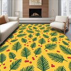 Golden Yellow Green Leaf Berry Collection Rug