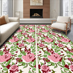 Whimsical Pink Floral Vine Garden Rug