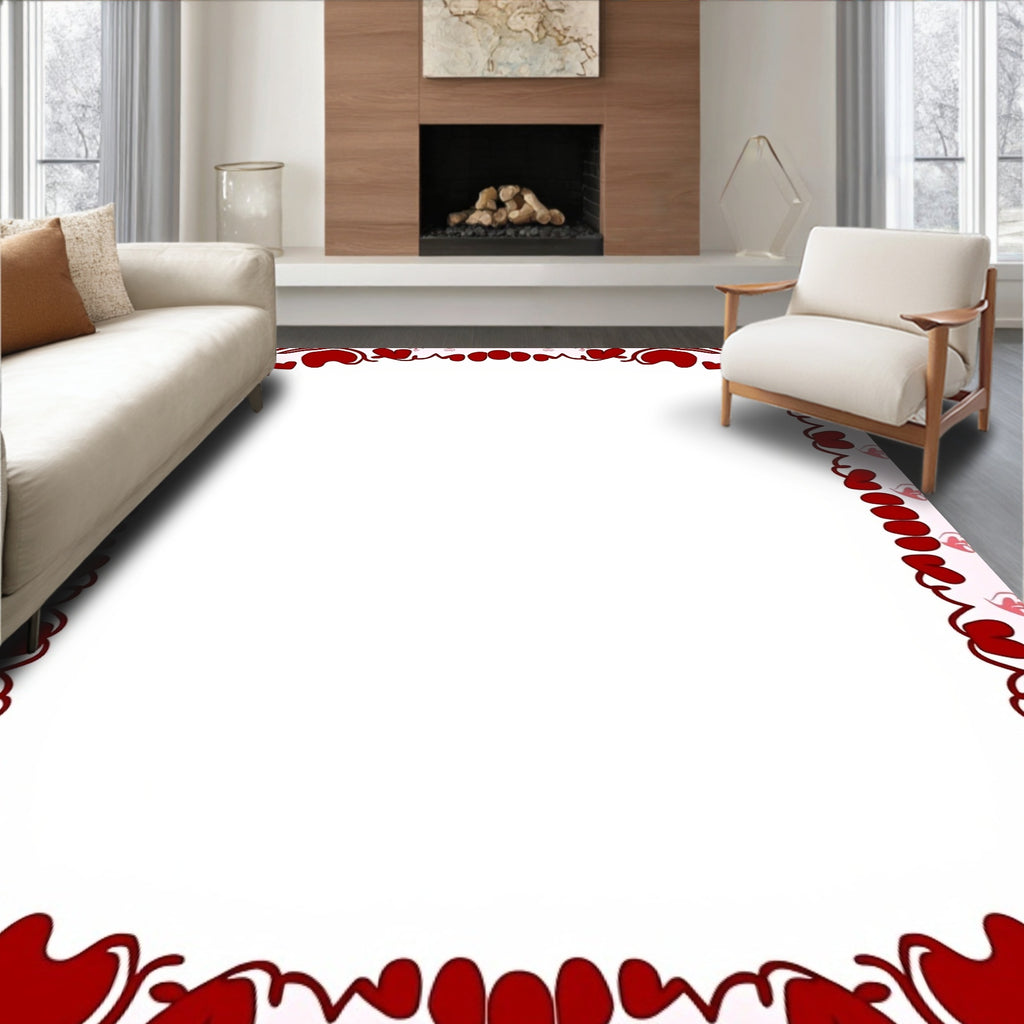 Crimson Hearts Swirl Border Rug