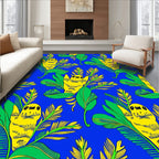 Vibrant Yellow Creatures Tropical Leaves Rug