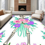 Whimsical Skeleton Floral Bouquet Rug